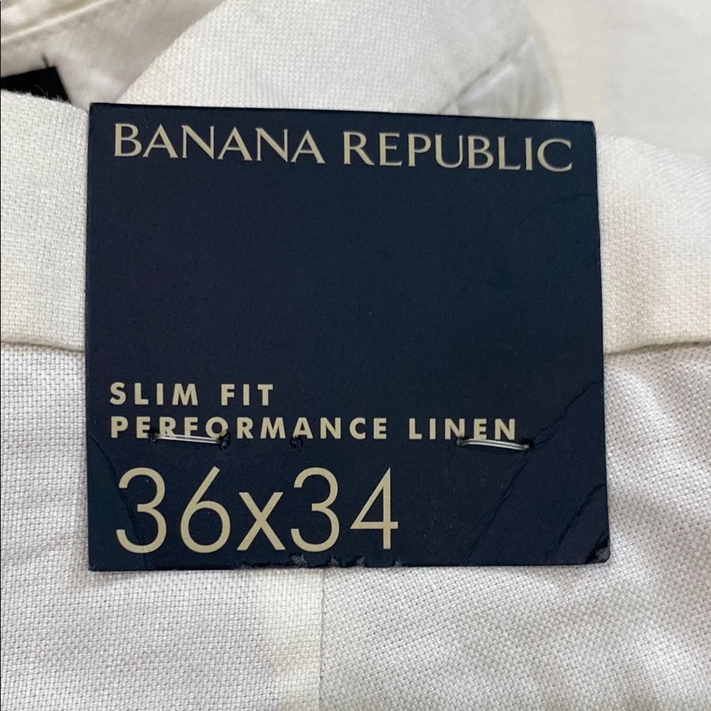 NWT Banana Republic Men's Size 36x34 Slim Fit Performance Linen- Cream